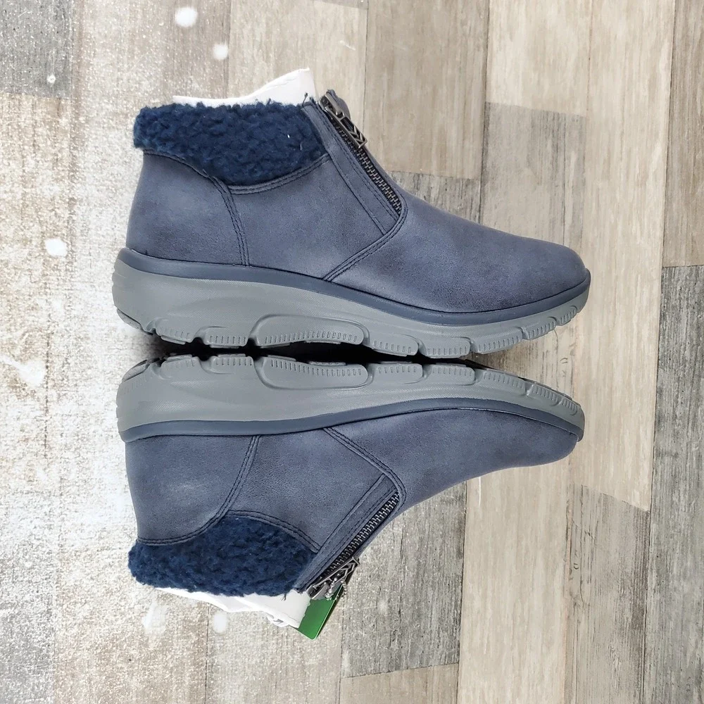 Skechers Easy Going Social Mode Womens Ankle Boots Sz 8.5 Navy Water-Repellent